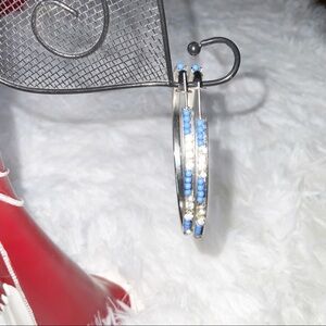 Silver rhinestone hoop earrings